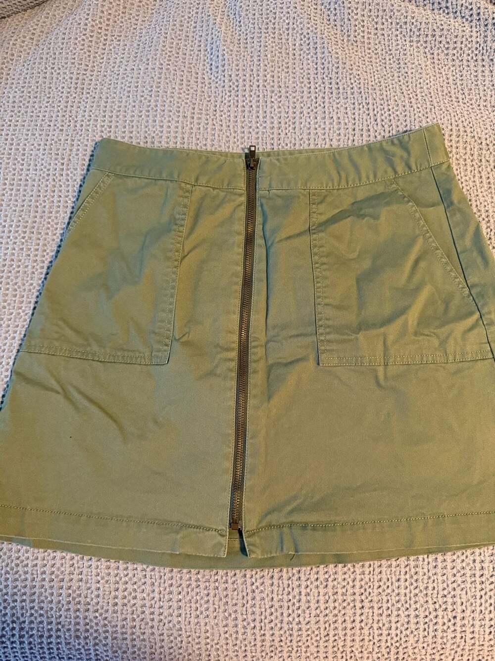 Hayes Skirt Size L Green Zip Front Pocket Cotton Blend